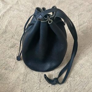Baggu Black Leather Bucket Bag